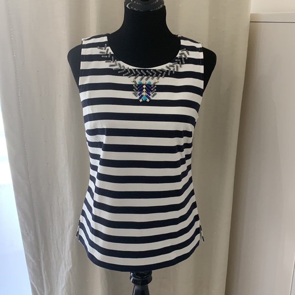 JCrew NWOT Embellished Striped Top size S